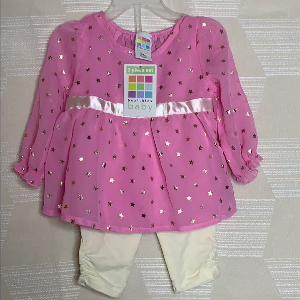Cute outfit gold starts and pink set